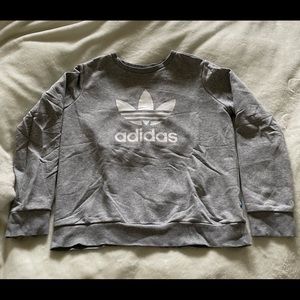 Adidas classic heather grey/white trefoil crewneck sweatshirt in size Medium